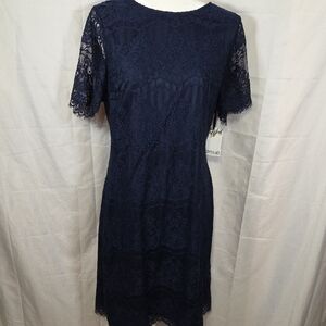 NWT Kensie Navy Blue Lace Midi Dress